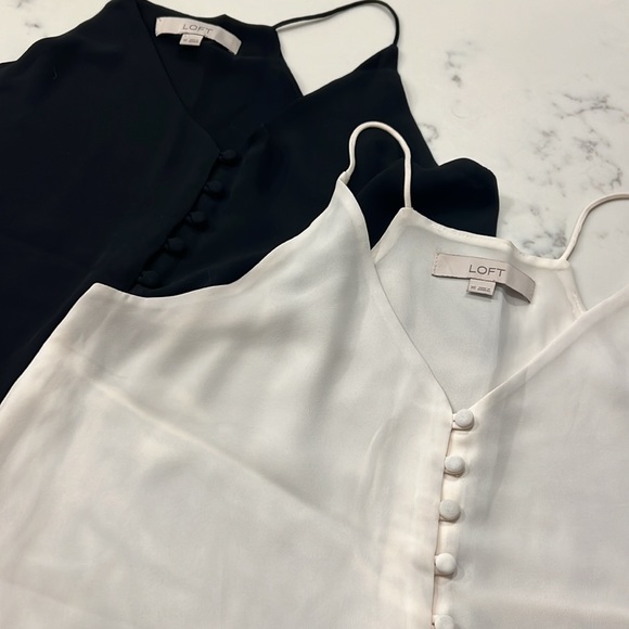 LOFT Racerback V-Neck Tuxedo Blouses - Picture 2 of 3